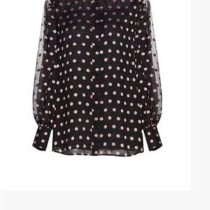 Elie Tahari The Marie Burnout polka dot silk blend blouse